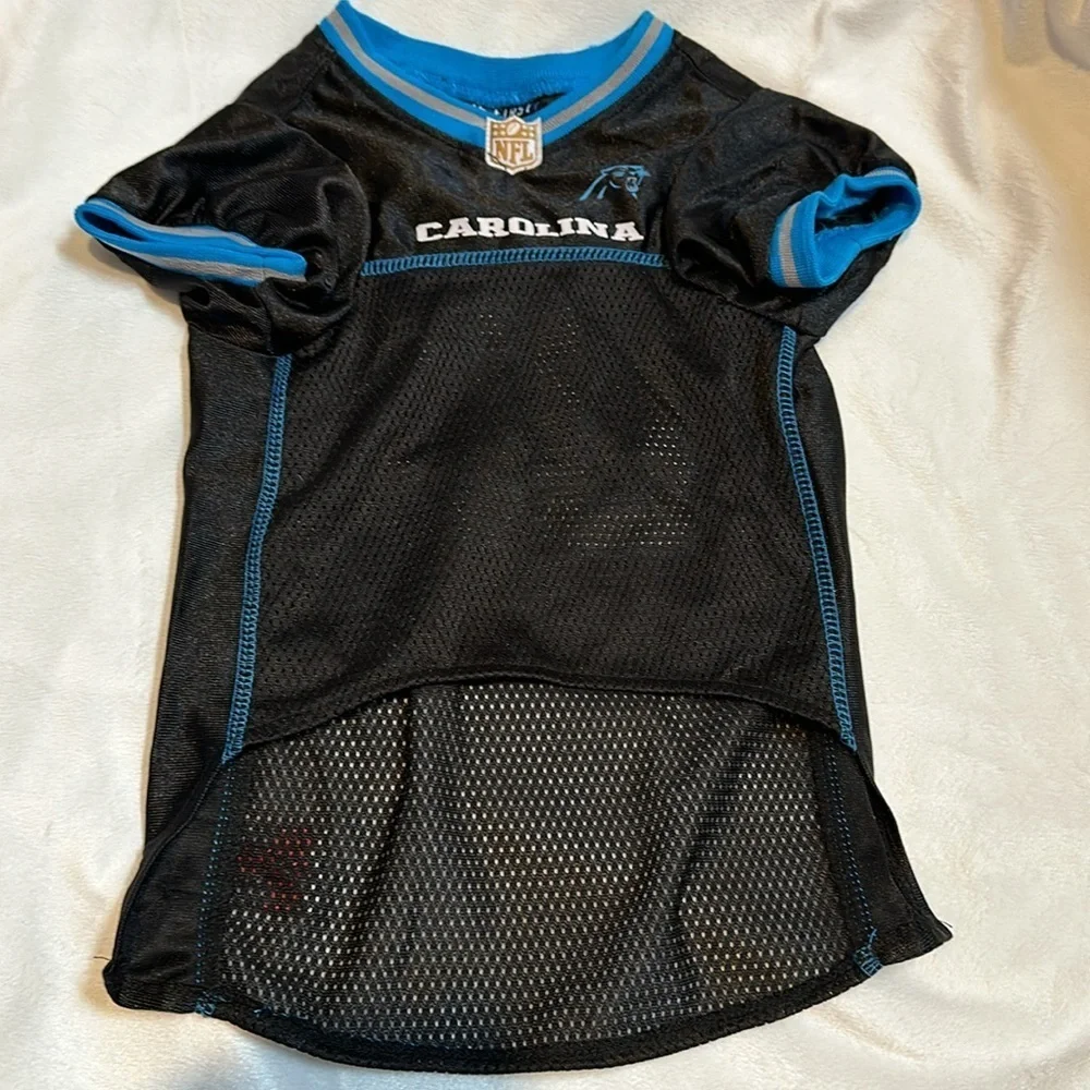 Pets First NFL Carolina Panthers Screen Printed Mesh Dog Jersey - Black & Blue - Picture 5 of 7